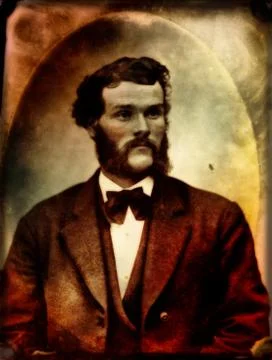 Portrait of handsome man with mutton chops, tintype circa 1880 Stock Illustration