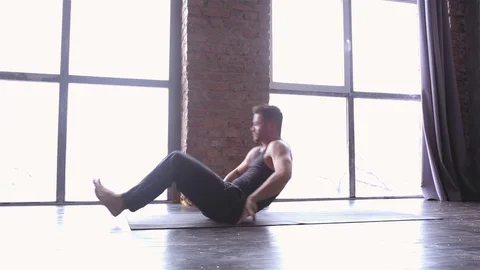 Portrait of a handsome man practicing meditation and yoga Stock Footage 71241845