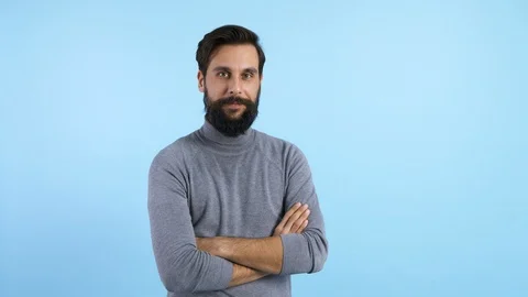 Portrait of handsome man at studio shot  Stock Footage 86897699