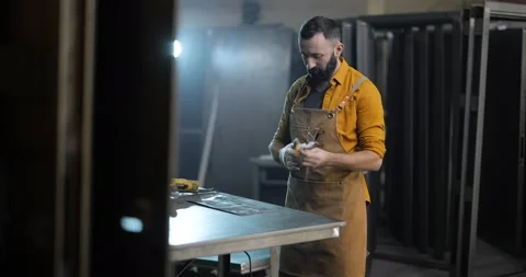 Portrait of a handsome welder Stock Footage 147294006