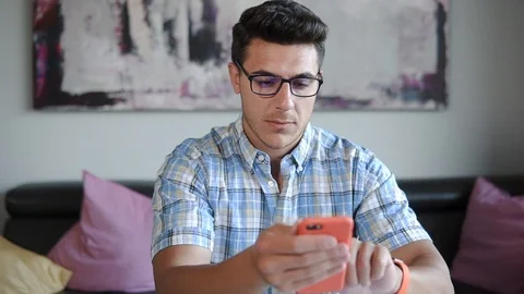 Portrait Of Happy Business Man Using Smart Phone For Chating With Business Stock Footage 100577215