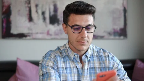 Portrait Of Happy Business Man Using Smart Phone For Chating With Business Stock Footage 100577216