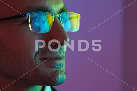The portrait of the happy businessman in glasses Stock Photos