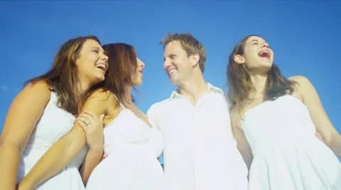 Portrait Happy Caucasian Family Together at Beach Stock Footage