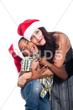 Portrait of happy christmas family Stock Photos