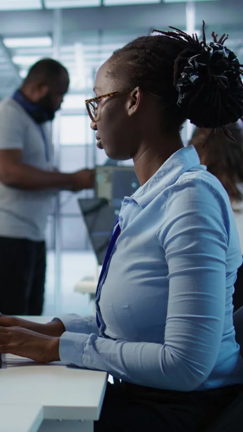 Portrait of happy computer scientist programming in AI data center Stock Footage 319521083