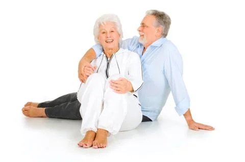 Portrait of a happy couple of elderly Stock Photos