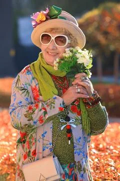 Portrait of a happy eighty year old granny Фото