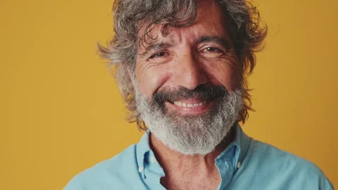 Portrait, happy elderly gray-haired man, looking camera with smile, isolated on Stock Footage 252207524
