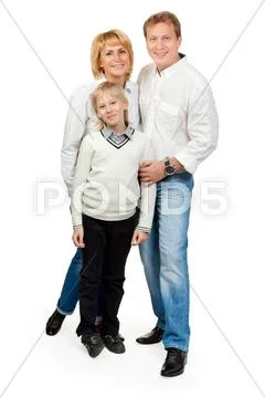 Portrait of a happy family of three Stock Photos