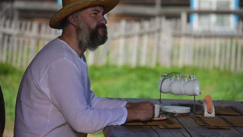 Portrait of a happy farmer with a beard. Stock Footage 81634014