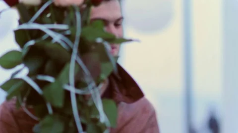 Portrait of Happy lovers in love in park Stock Footage