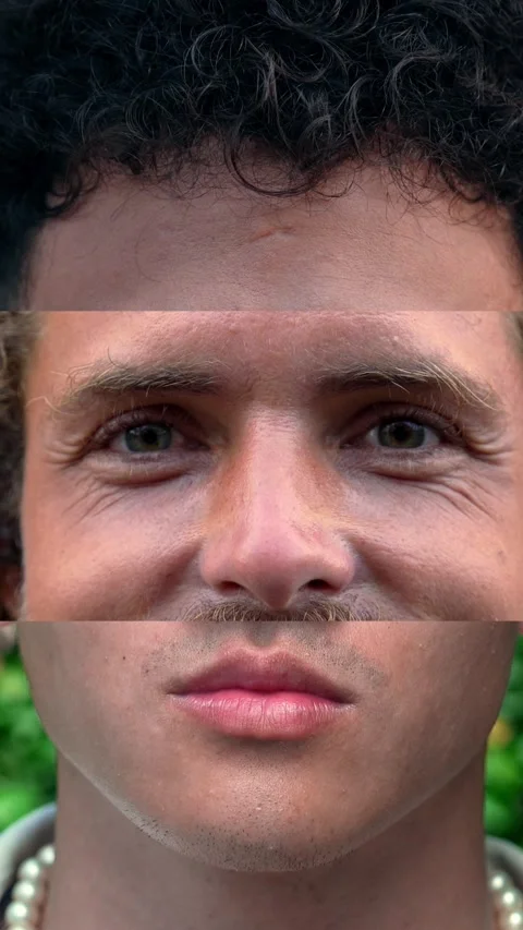 Portrait of Happy Men with Smiling Faces Looking at Camera in One Split Screen Stock Footage 296516268