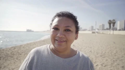 Portrait happy old middle aged grandmother latin woman laughing enjoying Stock Footage 172289922