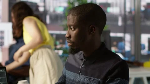 Portrait of happy programmer working with machine learning Stock Footage 318160192