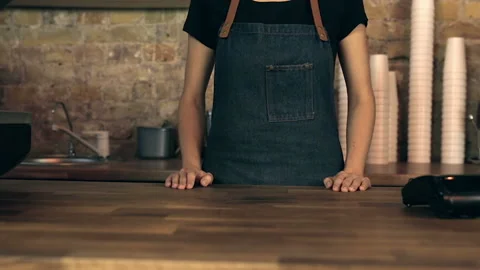 Portrait of happy, smiling, attractive female coffee shop owner. Stock Footage 93986853