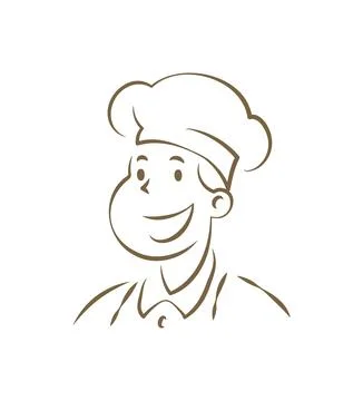 Portrait Of A Happy Smiling Chef Baker Character Hand Drawn Vector Illustrati Illustrazione stock