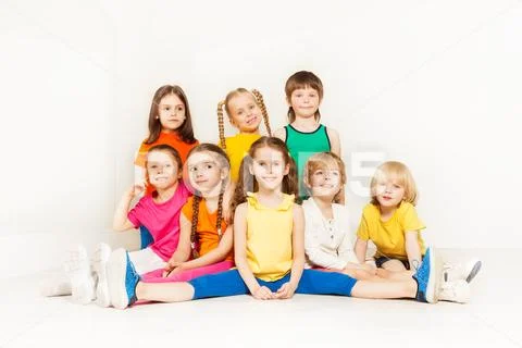 Portrait of happy sporty kids posing together Stock Photos
