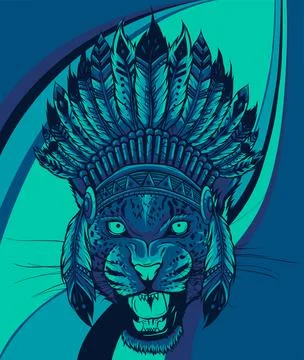 Portrait of a head leopard vector illustration Stock-Illustration