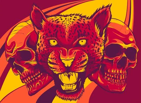 Portrait of a head leopard vector illustration Stock Illustration