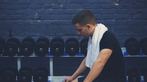 Portrait of a healthy young couple while training. Young people adhere to Video stock 115847199