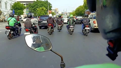 Portrait of Heavy Traffic Flow on the streets of the capital city of Jakarta Stock Footage 289922162