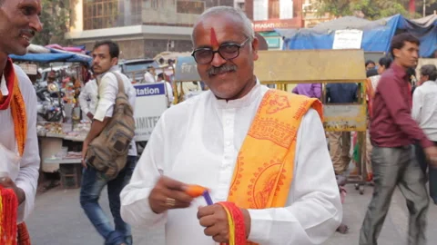 Portrait of a Hindu priest,  Mumbai, India Stock Footage 152557504