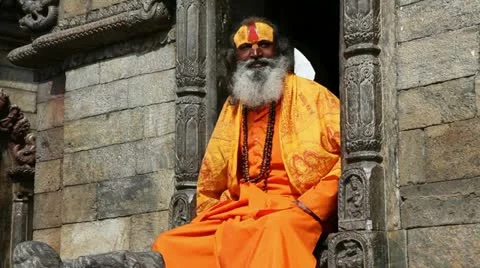 Portrait of Holy Sadhu man Stock Footage 24657989