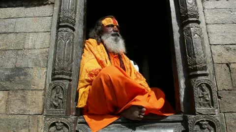 Portrait of Holy Sadhu man Stock Footage 24657992