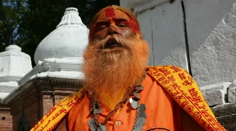 Portrait of Holy Sadhu man Stock Footage 24658083