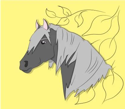 Portrait of a horse on a colored background, Stock Illustration