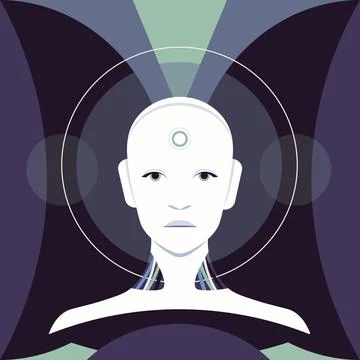 The portrait of humanoid robot. Artificial intelligent. Stock Illustration
