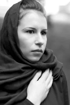 Portrait of inconsolable widow Stock Photos