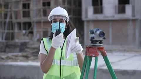 Portrait of Indian engineer on construction site. Видео 161813809