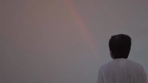 Portrait of an Indian man looking at the rainbow.  Stock Footage 161891849