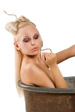 Portrait inside bath Stock Photos