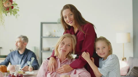 Portrait of Joyous Women on Easter Dinner Stock Footage 224558572