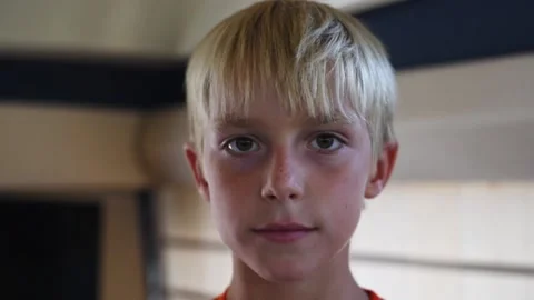Portrait of kid with authentic emotions. Stock Footage 137672949