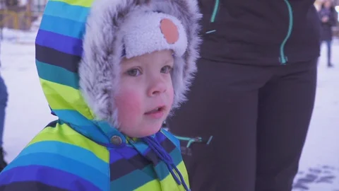 Portrait kid looking at camera with curious face, Active Child boy wearing Stock Footage 128023932