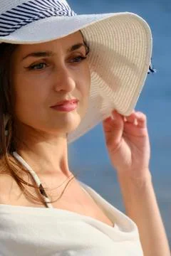 Portrait of a Lady in a Hat Stock Photos