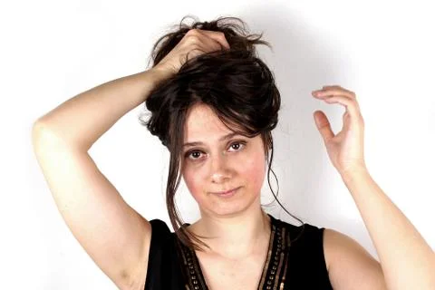 Portrait of a lady on white background Stock Photos