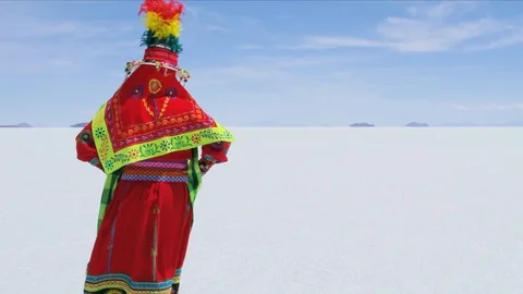 Portrait of Latin American Indigenous women in traditional National Headdress Stock Footage