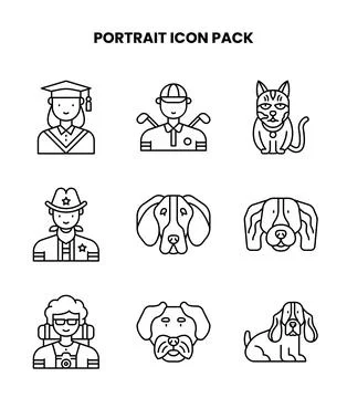 Portrait Line Vector Icons Pack Illustrazione stock