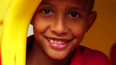 Portrait of Little Boy Looking the Camera Stock Footage 81494826