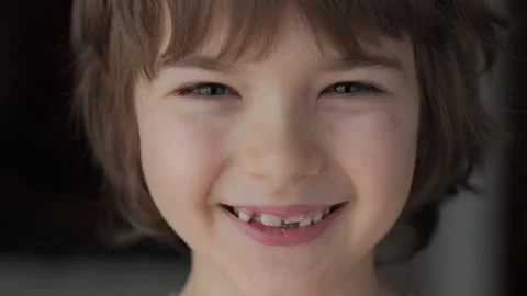 Portrait Little Boy Looking at Camera. Face Contemplative Child. Close-up Stock Footage 276456293