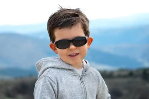 Portrait of a little with sunglasses Stock Photos