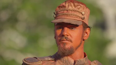 Portrait of a living statue Stock Footage 100366924