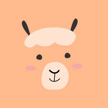 Portrait of a llama alpaca on an orange background Stock Illustration