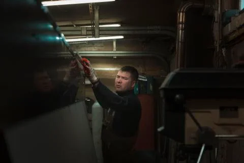 Portrait of a locksmith in the workplace 스톡 사진