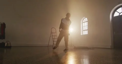 Portrait of male dancer dancing in dance studio, slow motion Stock Footage 339320138